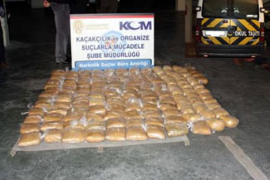 Öğrenci servisinde 139 kilo esrar!