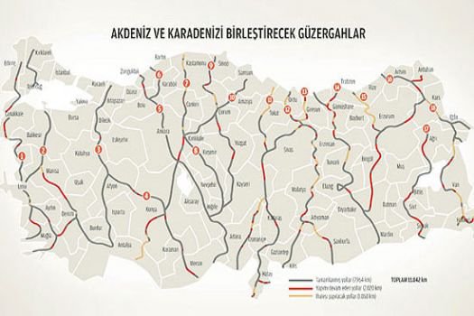 Akdeniz ve Karadeniz yollarla bağlanıyor