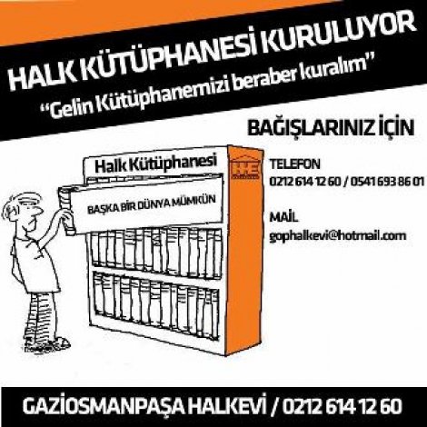 Gaziosmanpaşa Halkevi ''Halk Kütüphanesi'' kuruyor