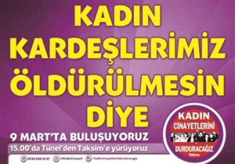 9 mart'ta kadınlar Taksim'de olacak