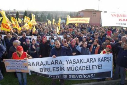 Deri-iş işçileri yasayı protesto etti