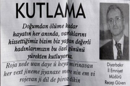 Diyarbakır Emniyet Müdürü'nden Türkçe ve Kürtçe 8 Mart mesajı