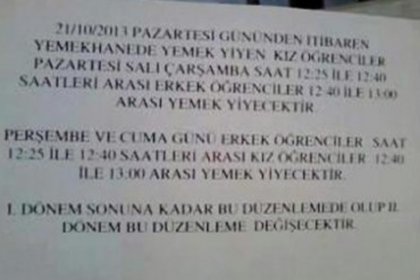 Lisede kızlarla erkeklere ayrı yemek uygulaması