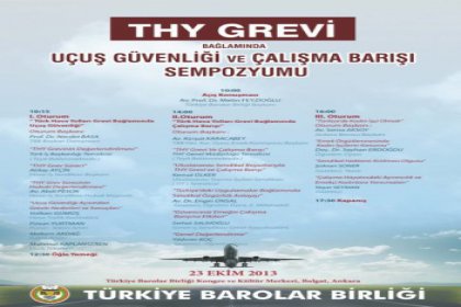 THY Bağlamında Uçuş Güvenliği ve Çalışma Barısı Sempozyumu 23 Ekim'de