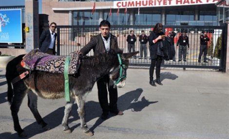 CHP önünde eşekli protesto