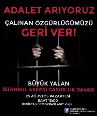 İstanbul Askeri Casusluk Davası için Beşiktaş'ta Adalet Nöbeti Var!
