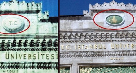 İstanbul Üniversitesi'nin kapısına 'TC' yerine tuğra
