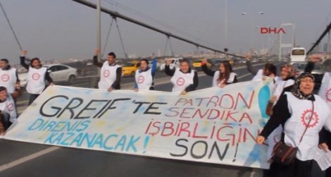 Köprüde eylem yapmak isteyen işçilere TOMA sürprizi