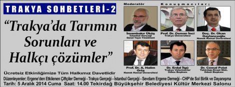 Trakya Sohbetleri 2; 'Trakya’da Tarımın Sorunları ve Halkçı çözümler'