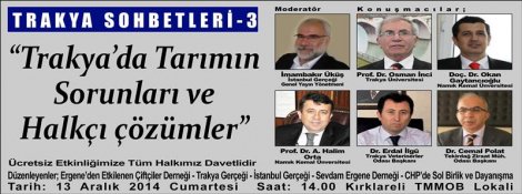 Trakya Sohbetleri 3; 'Trakya’da Tarımın Sorunları ve Halkçı çözümler'