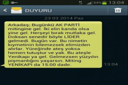 AKP, Mitingi İçin Vatandaşlara SMS Gönderdi