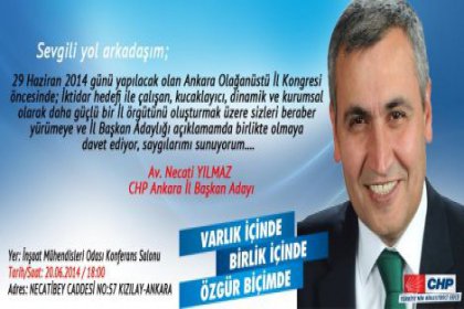 CHP Ankara il başkanlığı için ilk aday Necati Yılmaz oldu
