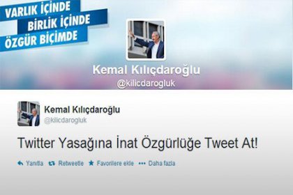 Kılıçdaroğlu twitter yasağını tweet ile protesto etti