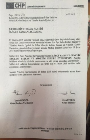 CHP'den Şok İstifa edin genelgesi