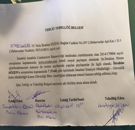 Dr. İbrahim Sözen; 'C.başkanına hakaret' soruşturmasında ifade verdim