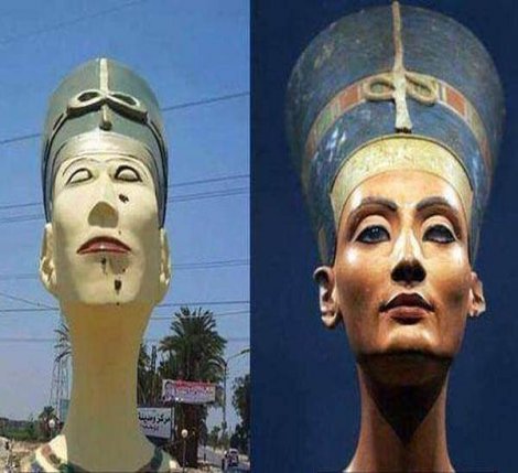 Mısır'da bir kentin girişine konan Nefertiti büstü gelen eleştiriler üzerine kaldırıldı