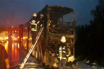 TEM'de otobüs yangını