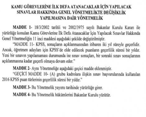 KPSS puanlarının geçerlilik süresi değişti