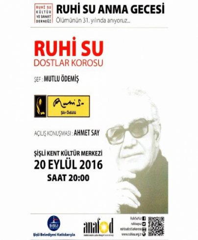 Ruhi Su Anma Gecesi 20 Eylül'de Şişli'de