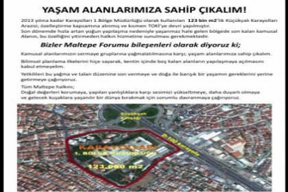 Küçükyalı Karayolları Arazisi 'rant' alanı değil 'park' olsun