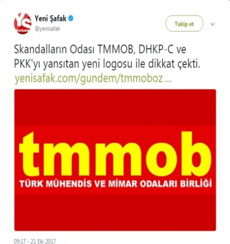AKP'li Yeni Şafak, TMMOB'u hedef gösterdi