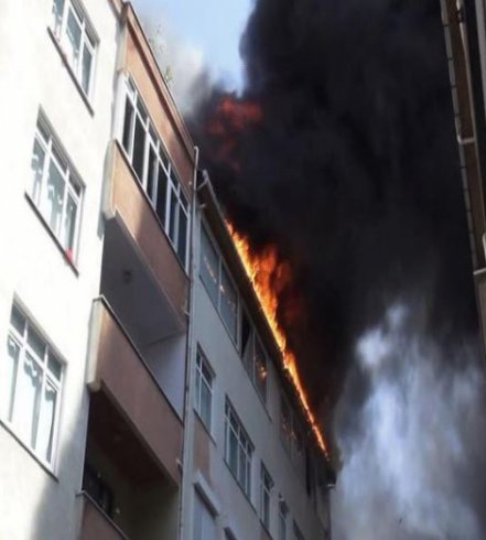 Ataşehir'de 7 katlı binada yangın