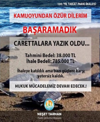 Mezitli Belediye Başkanı Neşet Tarhan'dan caretta caretta özrü