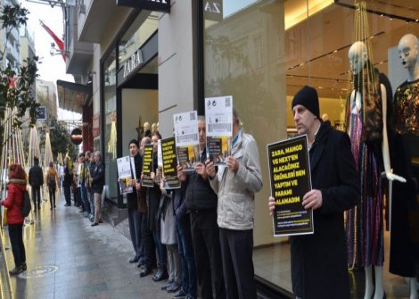 Ücretleri ödenmeyen Bravo işçileri Zara önünde eylem yaptı