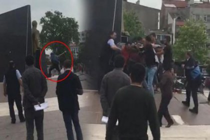 Atatürk anıtına baltayla saldırdı!