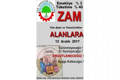 Emekliler 12 Aralık'ta alanlarda