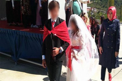 Lise öğrencilerine gelinlik ve damatlık giydirildi!