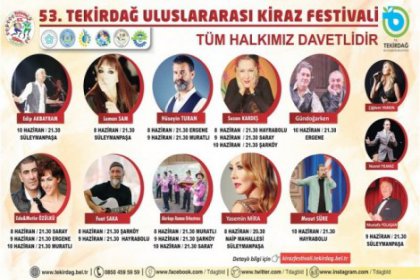 Tekirdağ Uluslararası 53. Kiraz Festivali başlıyor