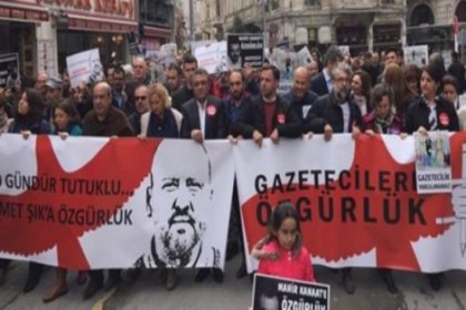 Tutuklu gazeteciler için yürüdüler: Kahrolsun istibdat, yaşasın hürriyet