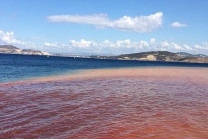 Yeni Foça'da arıtma tesisinin borusu patladı, denizin rengi değişti!