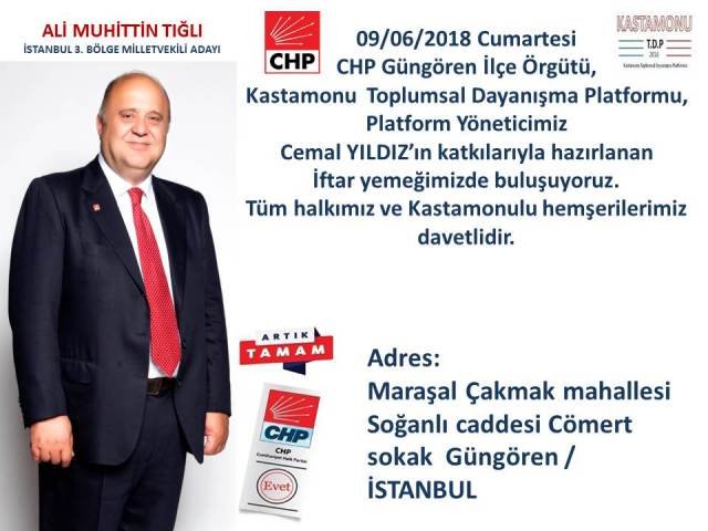 CHP Güngören İlçe Örgütü ve Kastamonu Toplumsal Dayanışma Platformu'ndan sokak iftarı