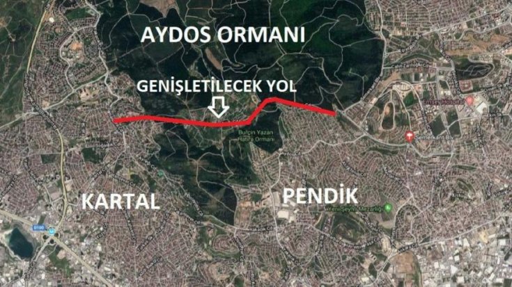 Doğal sit koruması altındaki Aydos ormanı yola feda edildi