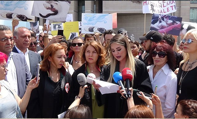 Hayvanseverlerden adliye önünde Sapanca isyanı Hayvanseverlerden adliye önünde Sapanca isyanı
