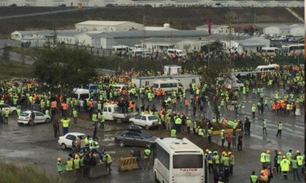 Kötü çalışma koşullarına karşı eylem yapan 3. Havalimanı işçilerine müdahale