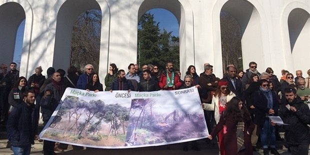 Maçka Parkı'nda tünel inşaatı protesto edildi