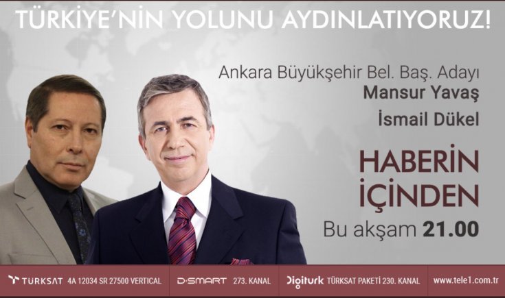 CHP Ankara Büyükşehir adayı Mansur Yavaş, Tele1 TV'de İsmail Dükel'e konuk oluyor