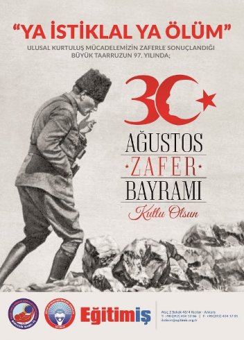 Eğitim İş'ten 30 Ağustos mesajı Eğitim İş'ten 30 Ağustos mesajı