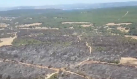 Gelibolu Yarımadası'nda yanan alan havadan görüntülendi