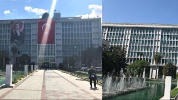 İBB binasından Atatürk posterleri indirildi