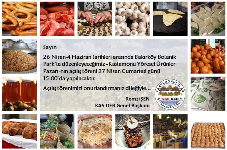 Kastamonu Yöresel Ürünler Pazarı 26 Nisan-4 Haziran tarihleri arası Bakırköy Botanik parkta