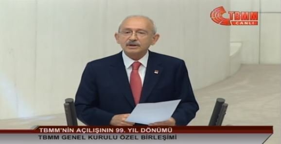 Kılıçdaroğlu 23 Nisan özel oturumunda Meclis Genel Kurulu'nda partili cumhurbaşkanlığı sistemini eleştirdi