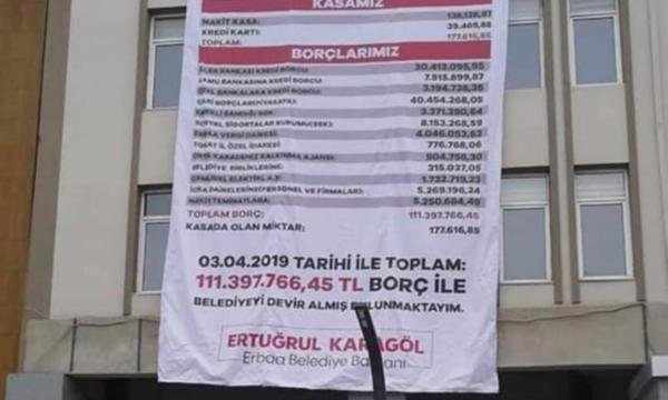 MHP'li başkan, AKP'li selefinden kalan borçları astı