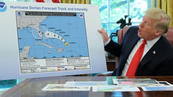 Trump, 'Kasırga Alabama'yı da vuracak' iddiasını kanıtlamak için 'sahte' meteoroloji haritası gösterdi