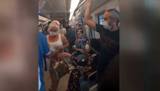 Ankara metrosunda 'maske' tartışması
