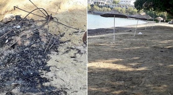 Bodrum Belediyesinin Koyunbaba Çukurbük Belediye Plajı'nda bulunan hasır şemsiyeler sökülerek kimliği belirsiz kişiler tarafından yakıldı!