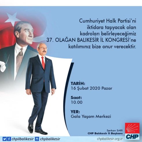 CHP Balıkesir il kongresi 16 Şubat'ta yapılıyor